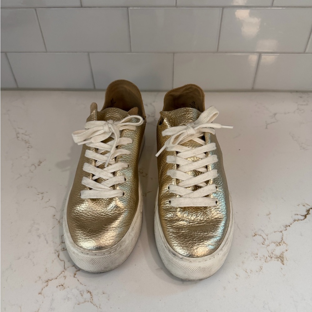 Sam Edelman Metallic Gold Sneakers - Picture 2 of 6